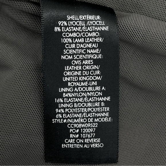 NWT Alice + Olivia Pace Dress in Charcoal Gray Ruched Knit Leather Neck Size 2 - Picture 13 of 16